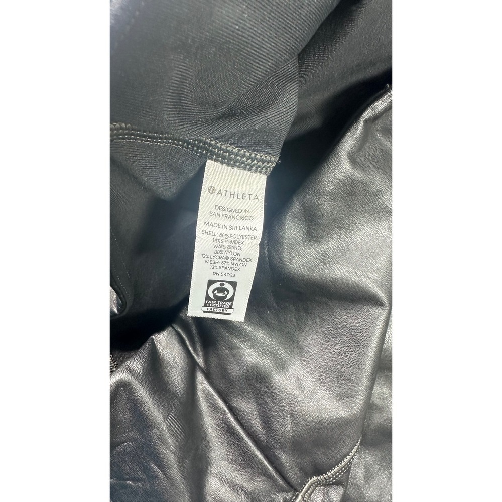 Athleta All Over Gleam Tight Black Faux Leather High Rise Leggings Large 356179 - Picture 5 of 7